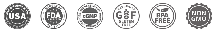Made in USA, 100% natural, FDA approved, GMP certified badges for BurnBlend